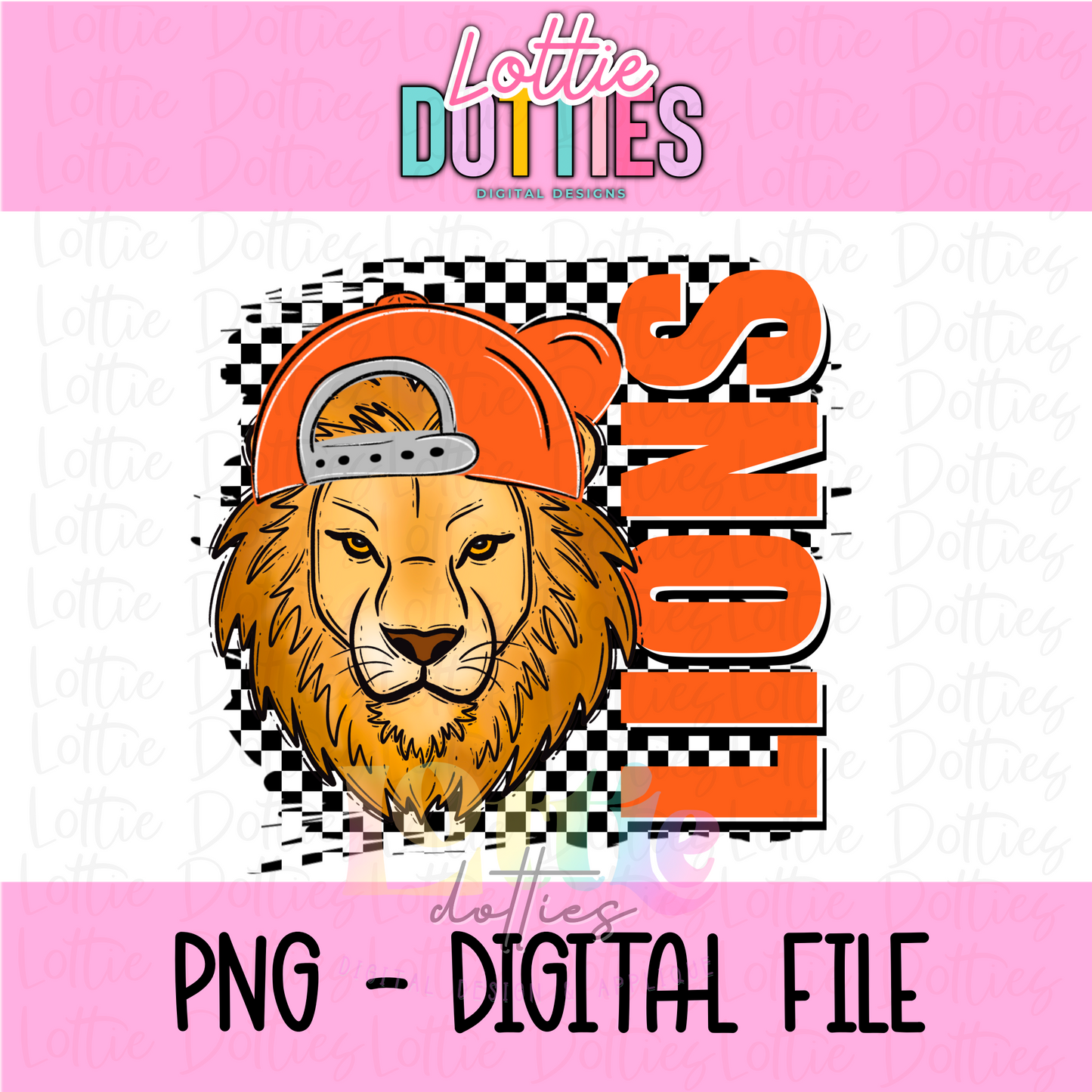 Lions Mascot PNG - Poppy Mascot Designs - Digital Download - Hat Orange and Black
