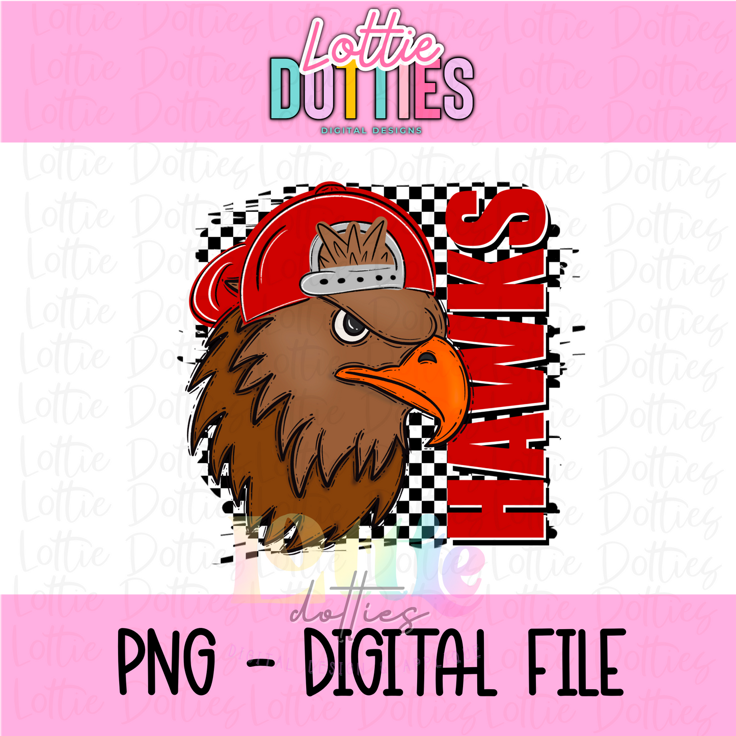 Hawks PNG - Instant Download - Digital Download - Sublimation Design - Checkered Hat