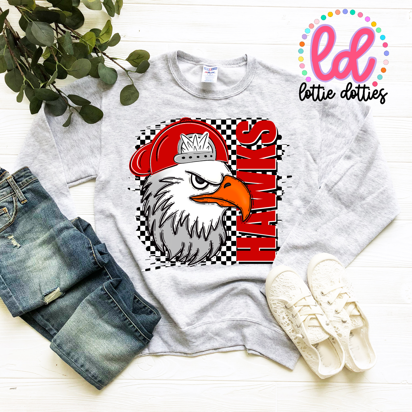 Hawks PNG - Instant Download - Digital Download - Sublimation Design - Checkered Hat