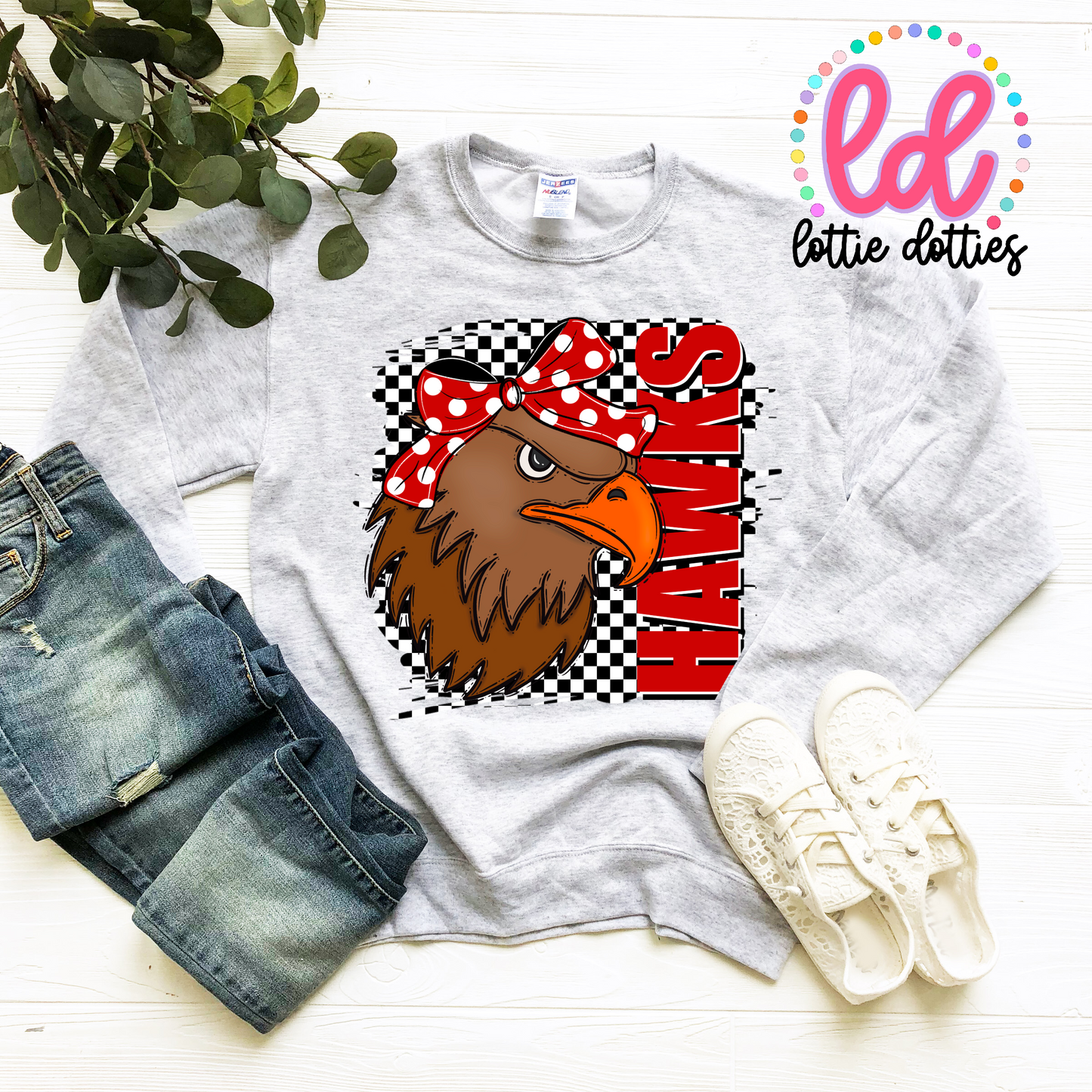 Hawks PNG - Instant Download - Digital Download - Sublimation Design - Checkered Bow (Copy)