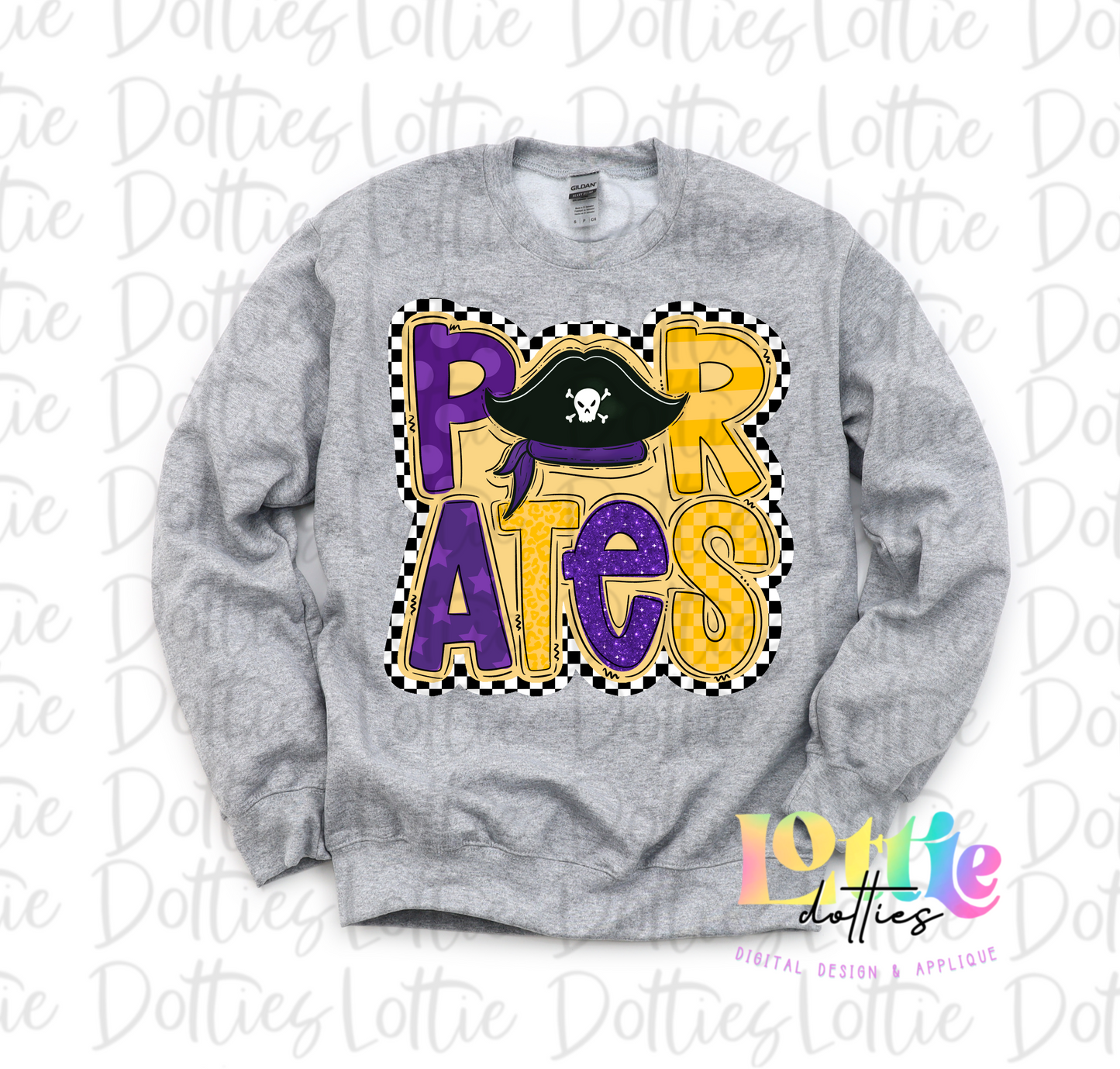 Pirates Mascot PNG - Poppy Mascot Designs - Digital Download - Checkered Mascot Purple and Gold