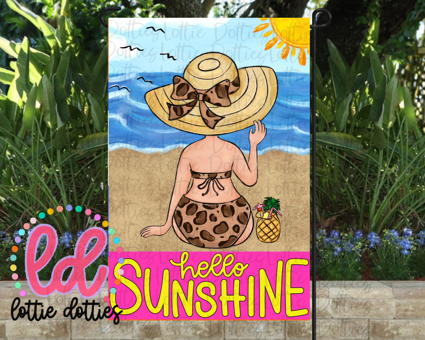 Hello Sunshine Flag Png - Summer Sublimation File - Instant download - Digital Download