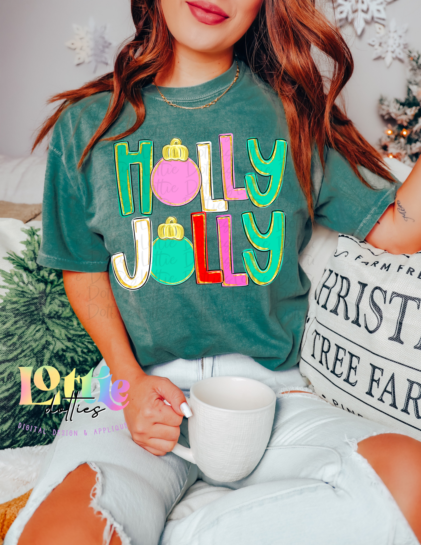 Holly Jolly PNG - Christmas Reindeer Sublimation - Digital Download