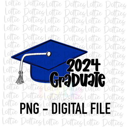 2024 Graduate PNG - Graduation Sublimation - Digital Download - Blue and Black