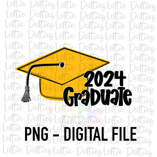 2024 Graduate PNG - Graduation Sublimation - Digital Download - Gold and Black