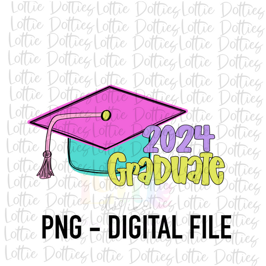 2024 Graduate PNG - Graduation Sublimation - Digital Download - Pink