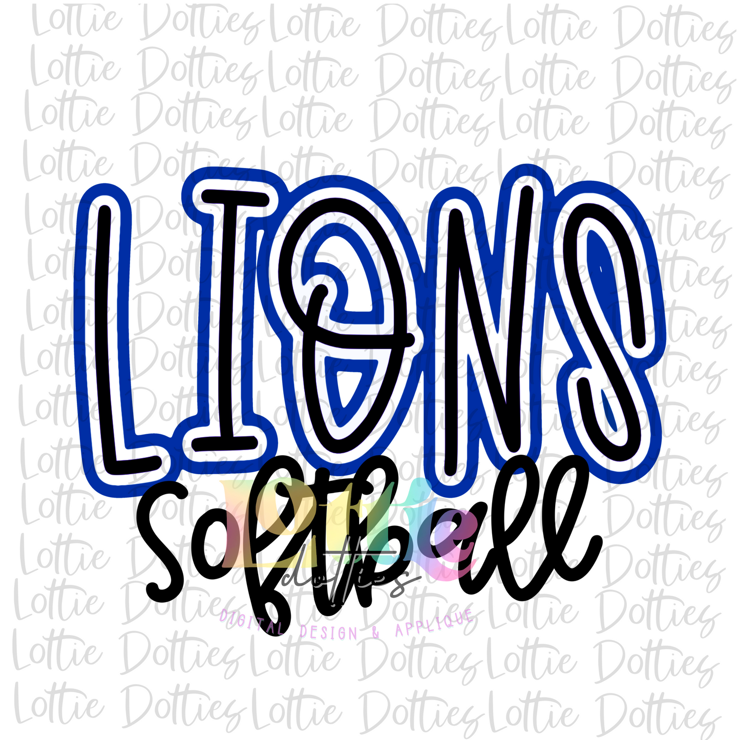 Lions Softball PNG -Softball - sublimation design - Digital Download - Royal and Black