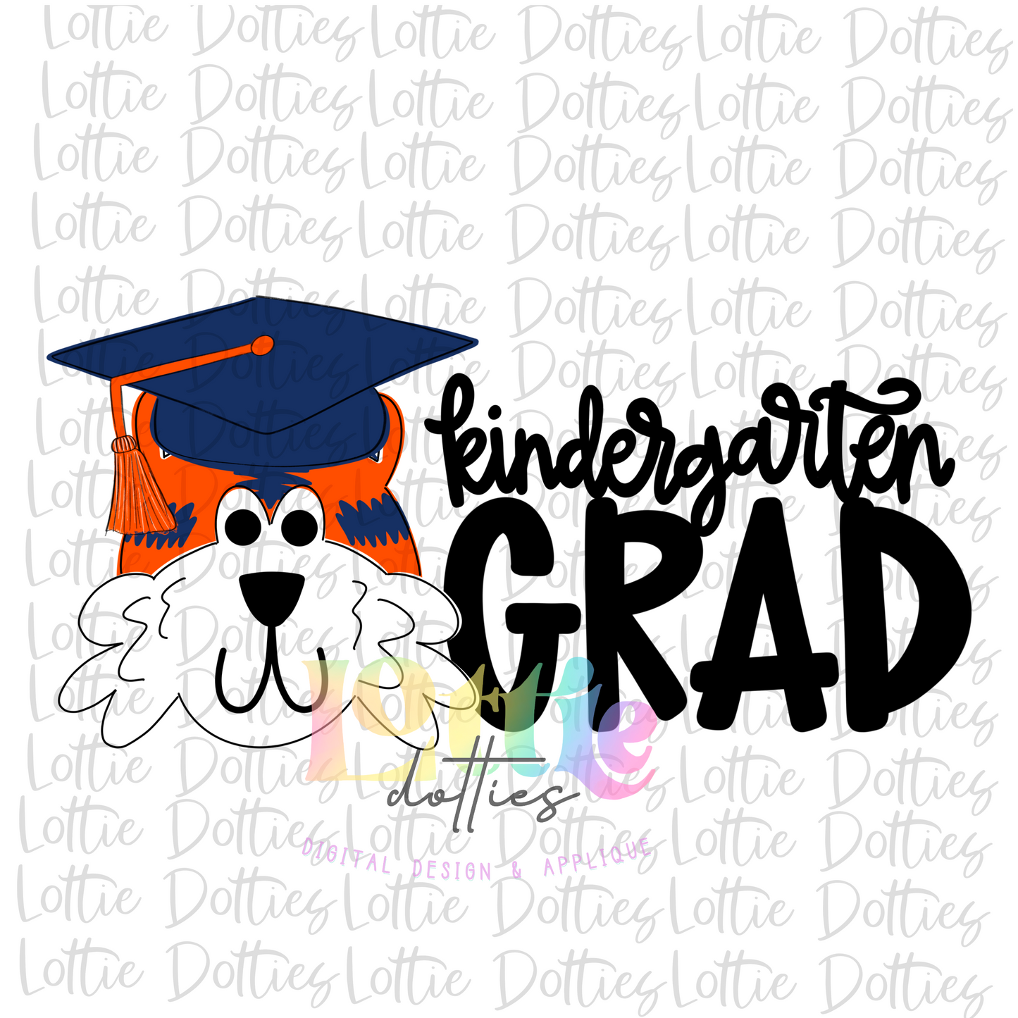 Tigers Kindergarten Grad PNG - Kindergarten Grad Sublimation - Digital Download - Navy and Orange