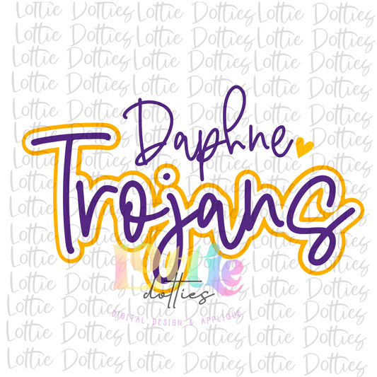 Daphne Trojans - PNG - Trojans sublimation design - Digital Download - Purple and Gold