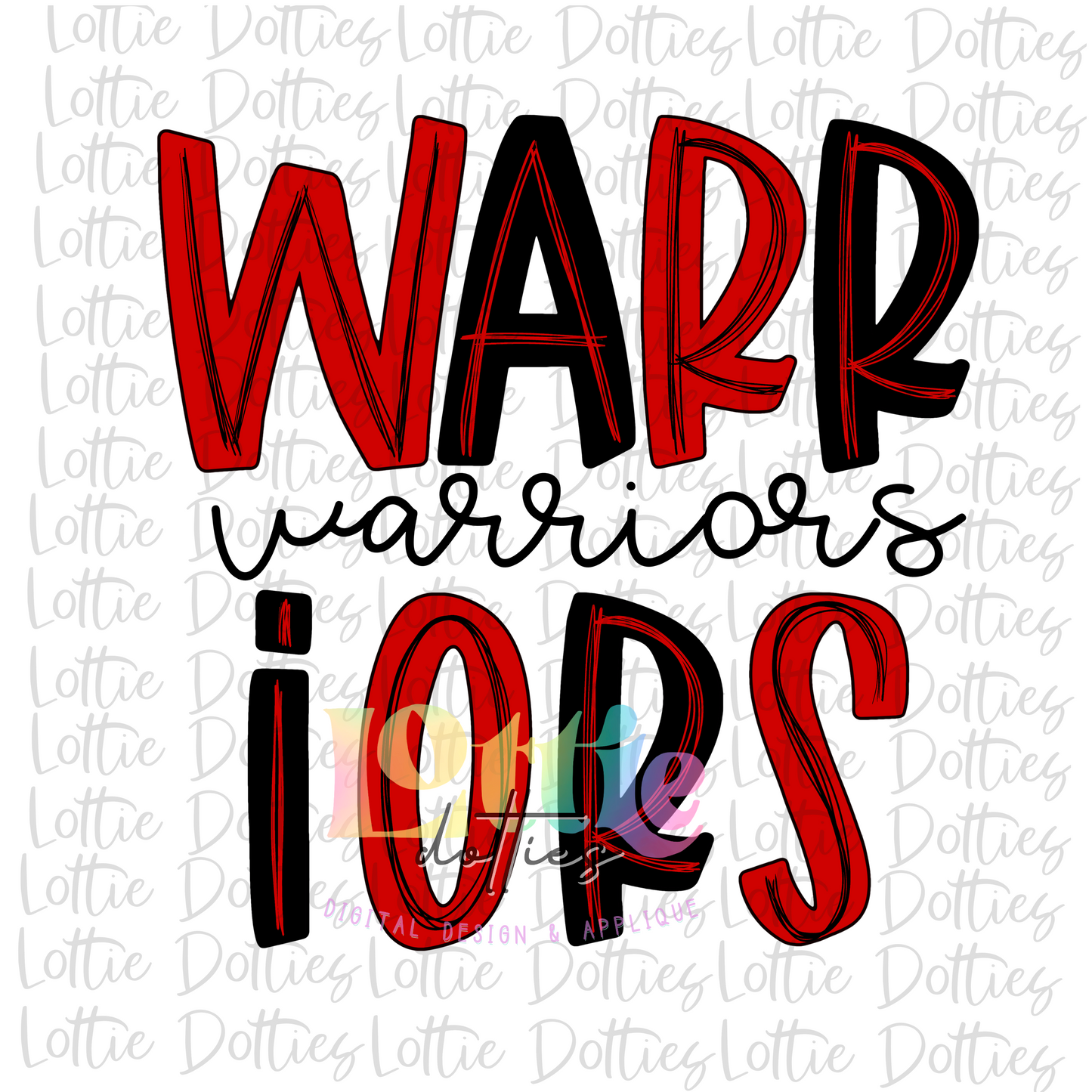 Warrior Png - Mascot Sublimation Design - Digital Download - Red and Black Lines