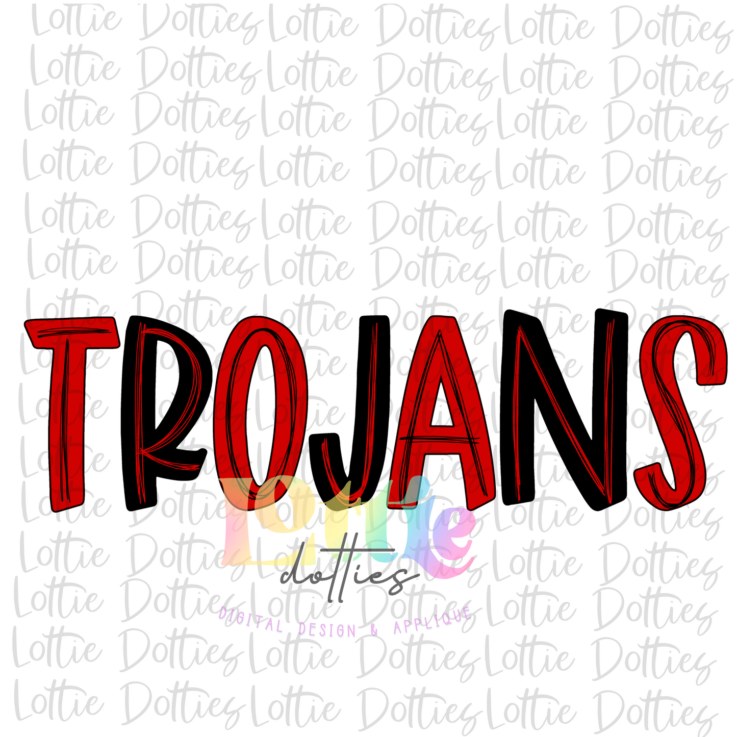 Trojans - PNG - sublimation design - Digital Download - Red and Black Lines