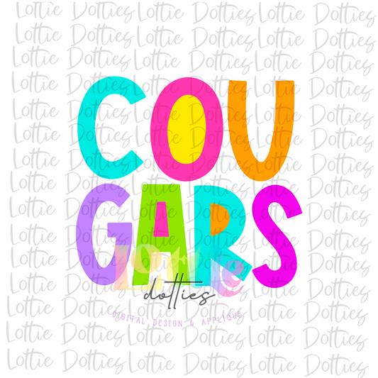 Cougars  Png - Cougars  Sublimation  -  Digital Download - Bright Filled Design