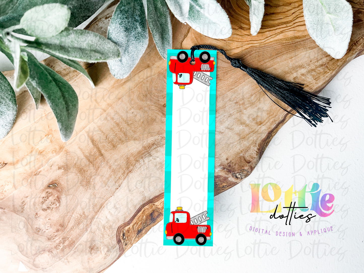 Bookmark Template PNG - School - Bookmark Firetruck Sublimation - Digital Download