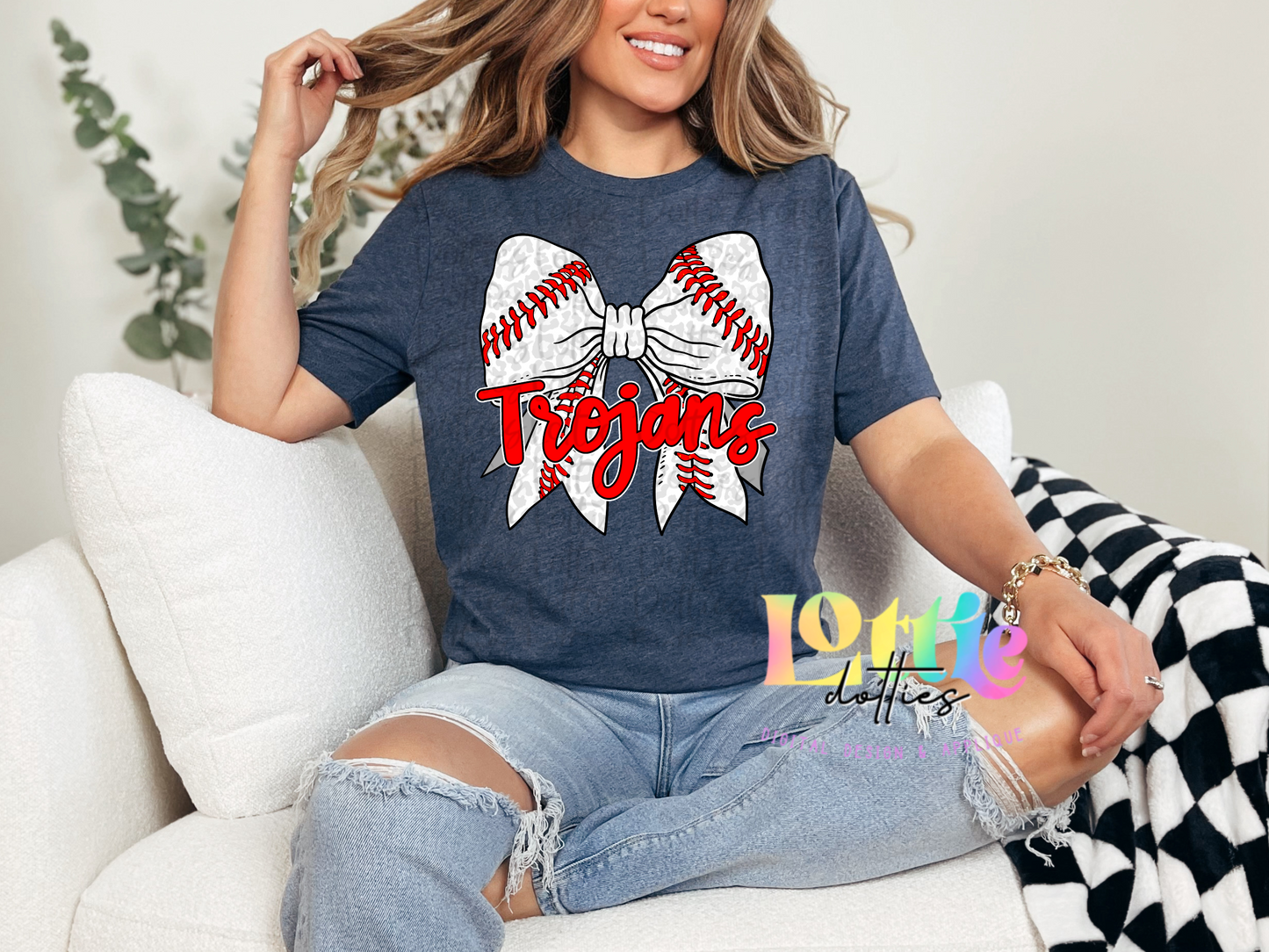 Trojans Baseball Bow PNG - Trojans sublimation design - Digital Download - Red