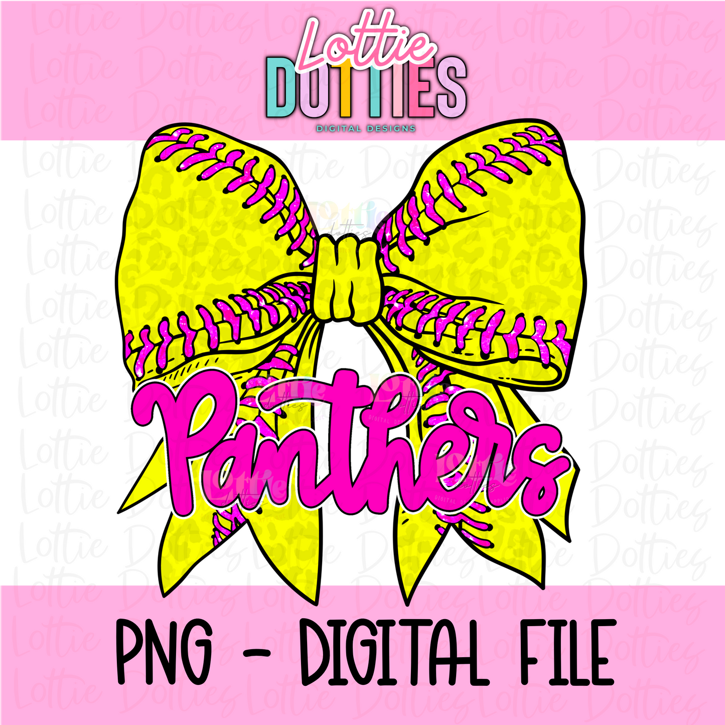 Panthers PNG - Panthers Softball bow design - Digital Download - Pink