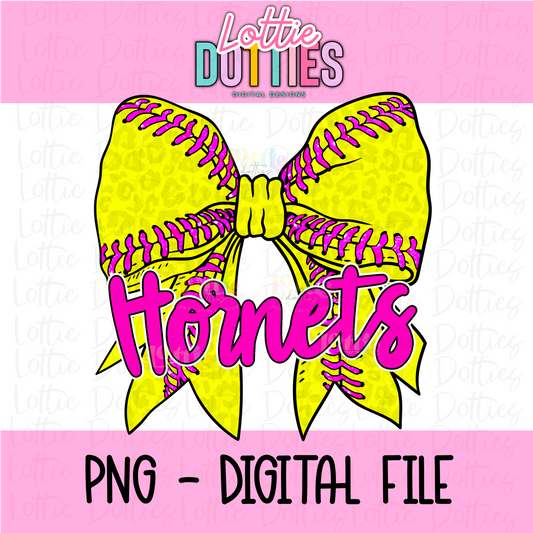 Hornets PNG - Hornets Softball bow design - Digital Download - Pink