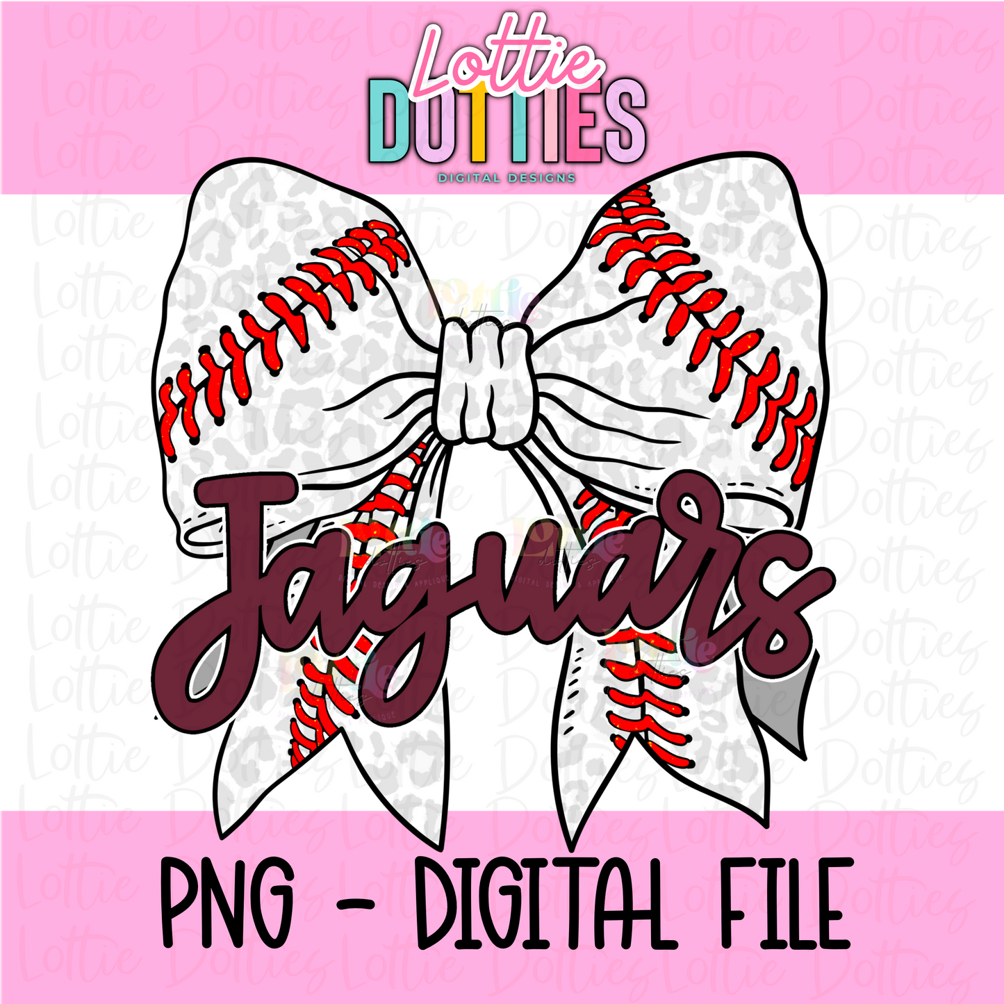 Jaguars Bow Baseball PNG - Jaguars sublimation design - Digital Download - Maroon
