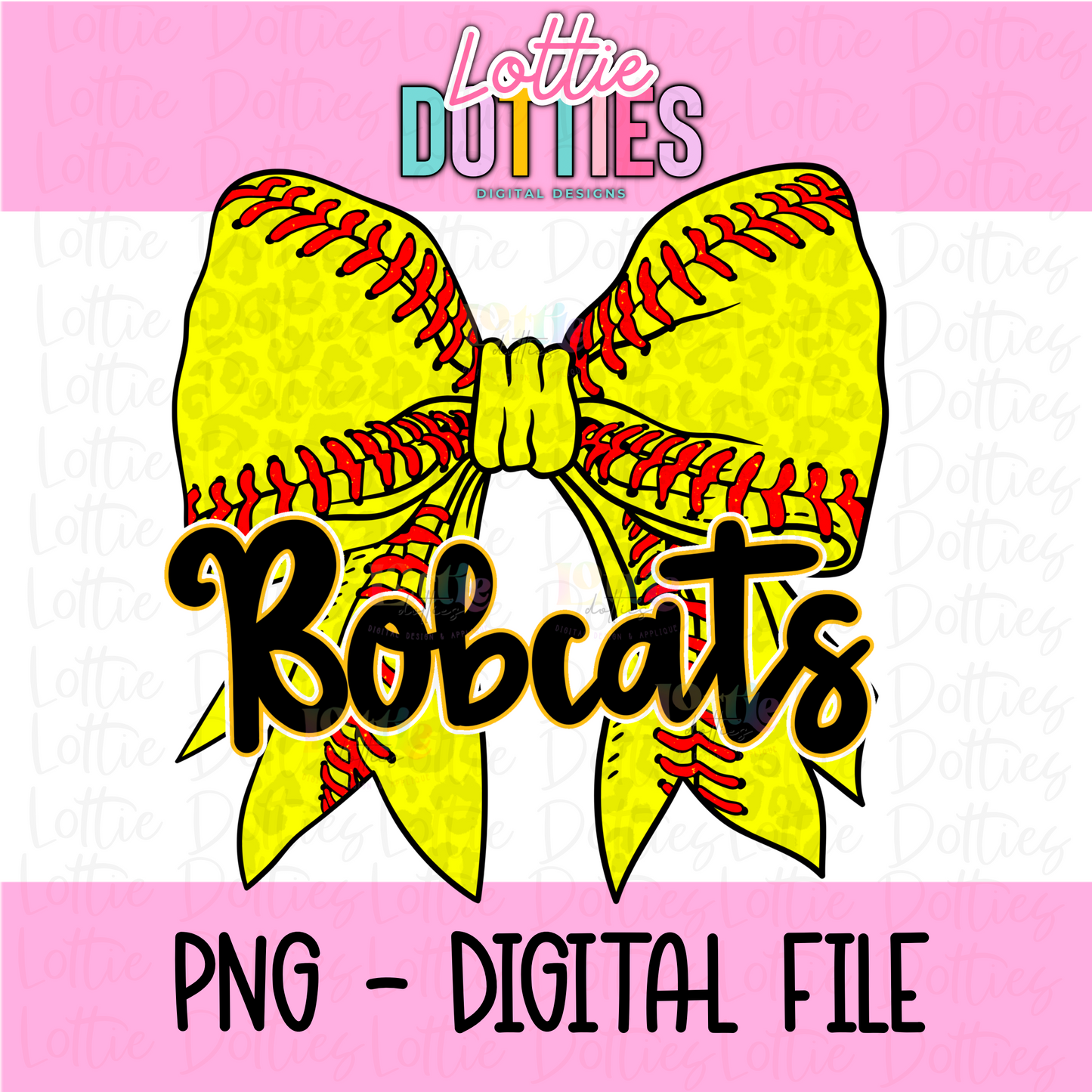 Bow Bobcats Softball PNG - Bobcats sublimation design - Digital Download - Black and Gold (Copy)