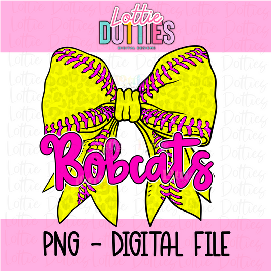 Bobcats Softball Bow PNG - Bobcats  sublimation design - Digital Download - Pink