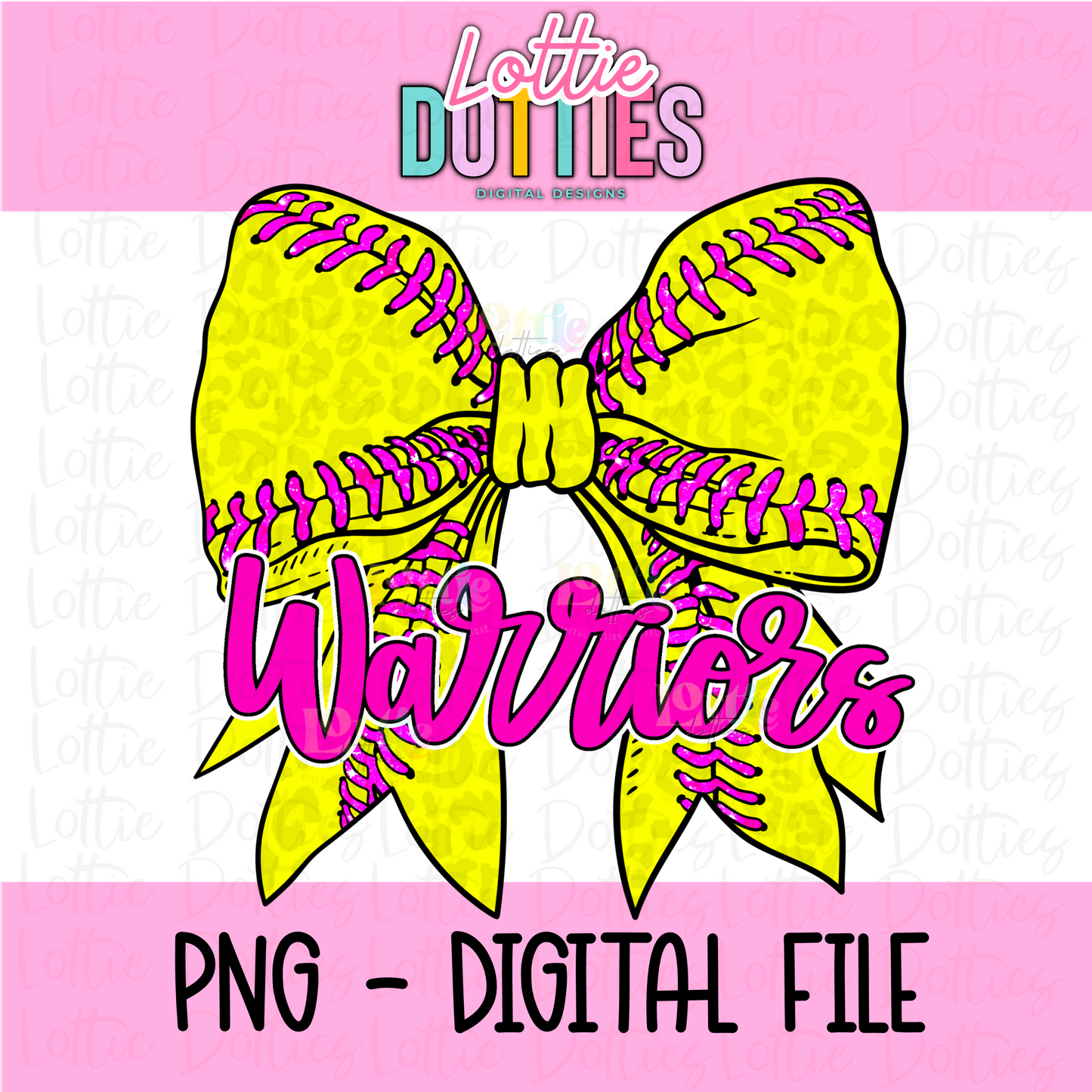 Warriors PNG - Warriors Softball bow design - Digital Download - Pink