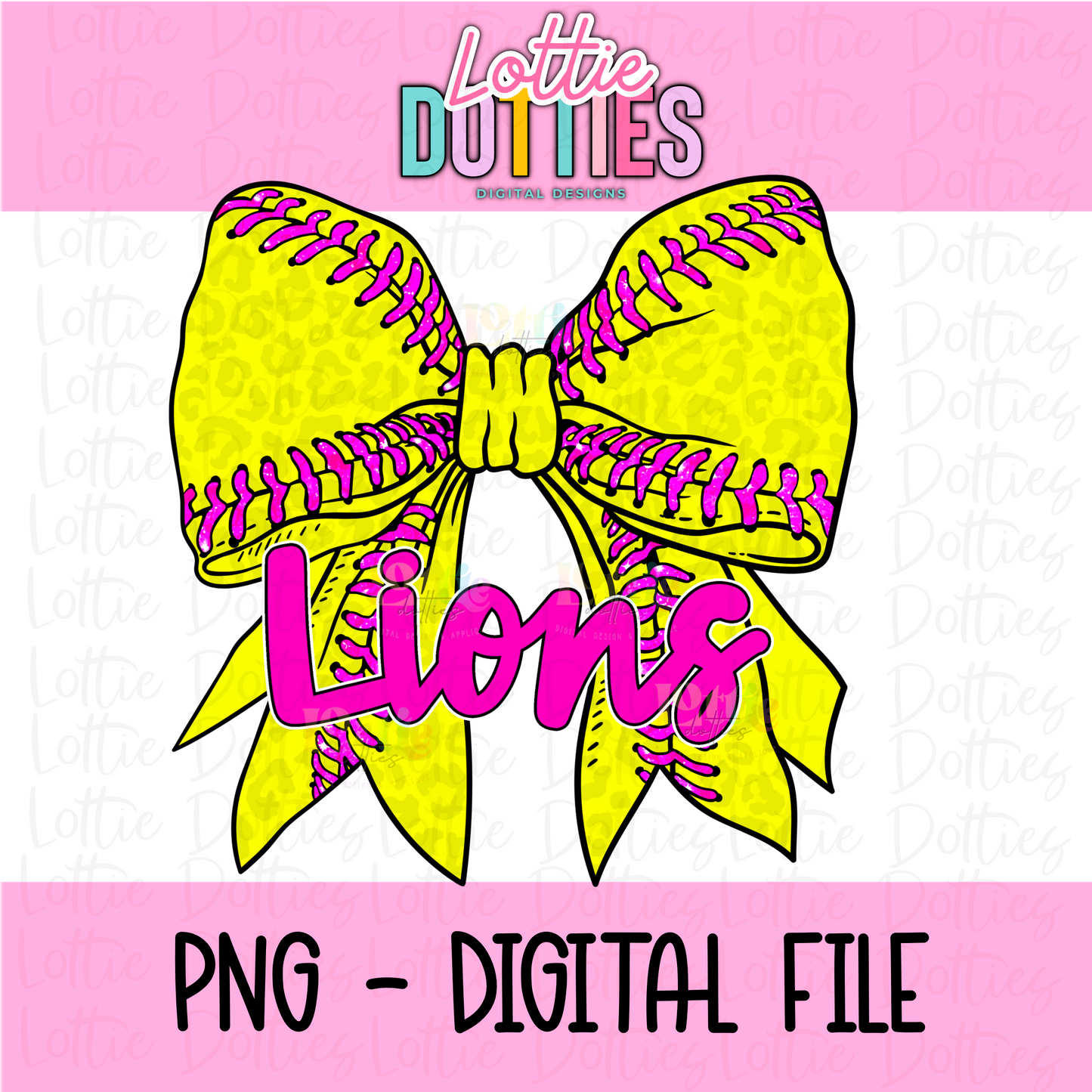 Lions Softball Bowl PNG -Softball sublimation design - Digital Download - Pink