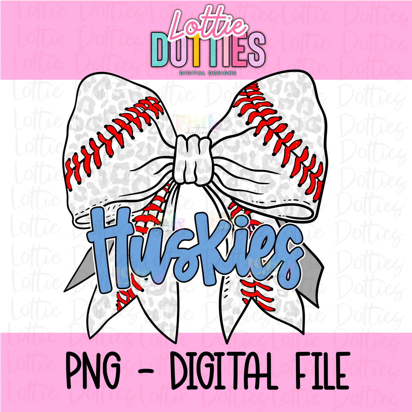 Bow Huskies Baseball - PNG - Baseball Sublimation design - Digital Download