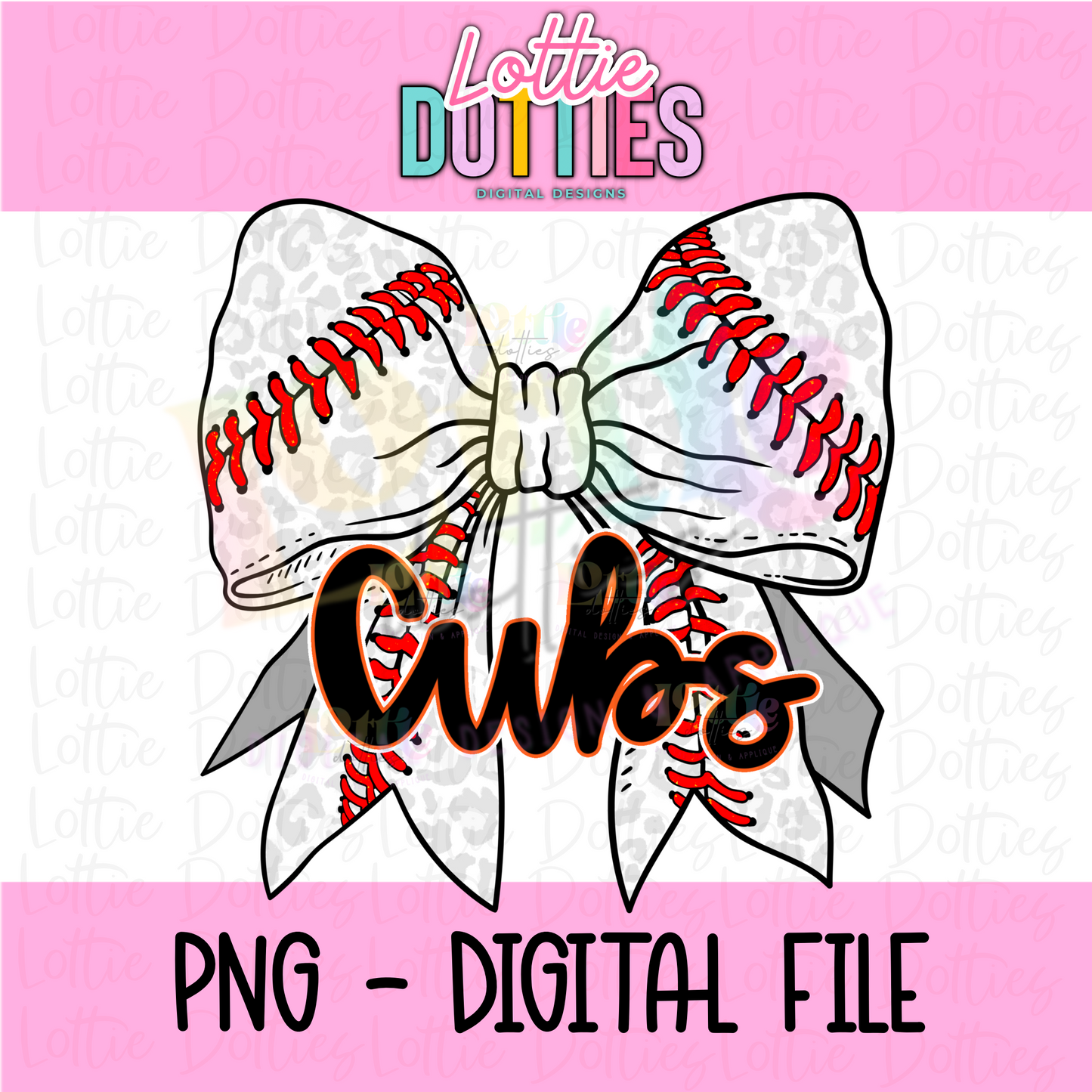 Cubs Baseball Bow PNG - Baseball sublimation design - Digital Download