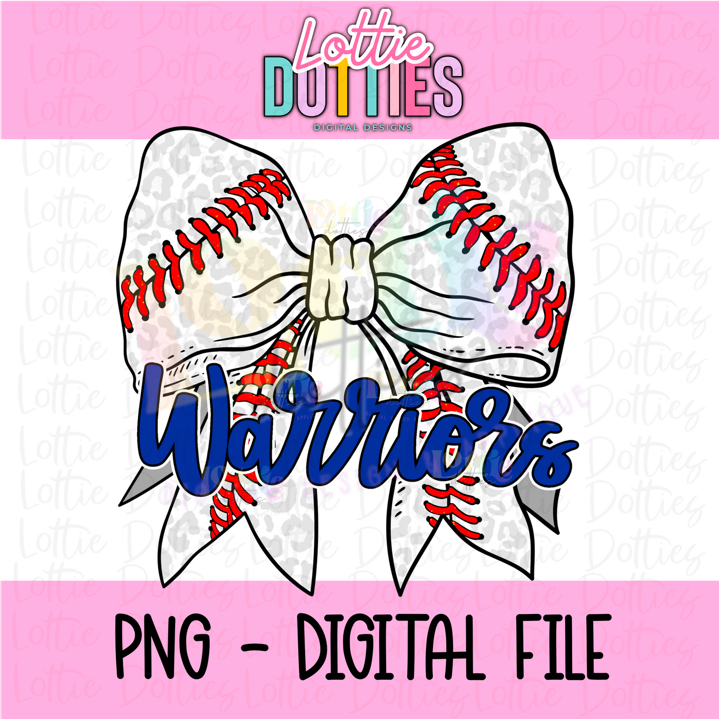 Warriors Baseball Bow Png - Warriors Sublimation Design - Digital Download Royal
