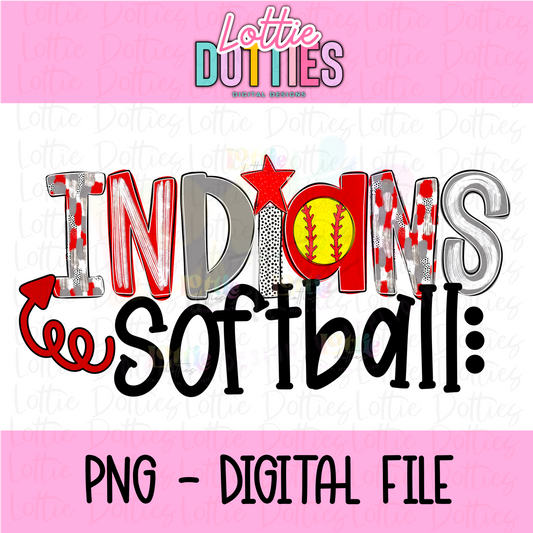 Indians PNG - Indians Softball design - Digital Download