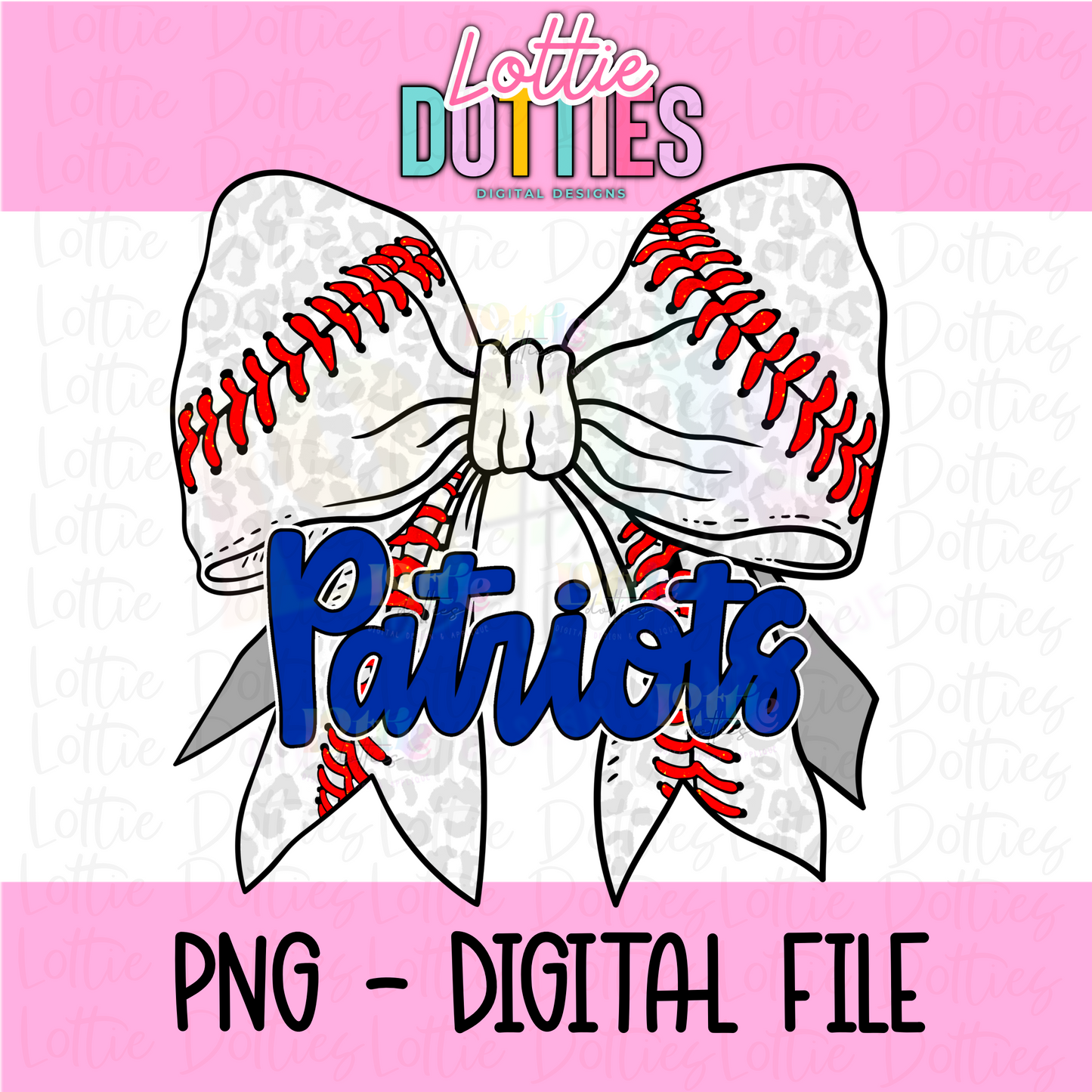 Patriots Baseball Bow PNG - Patriots Sublimation design - Digital Download