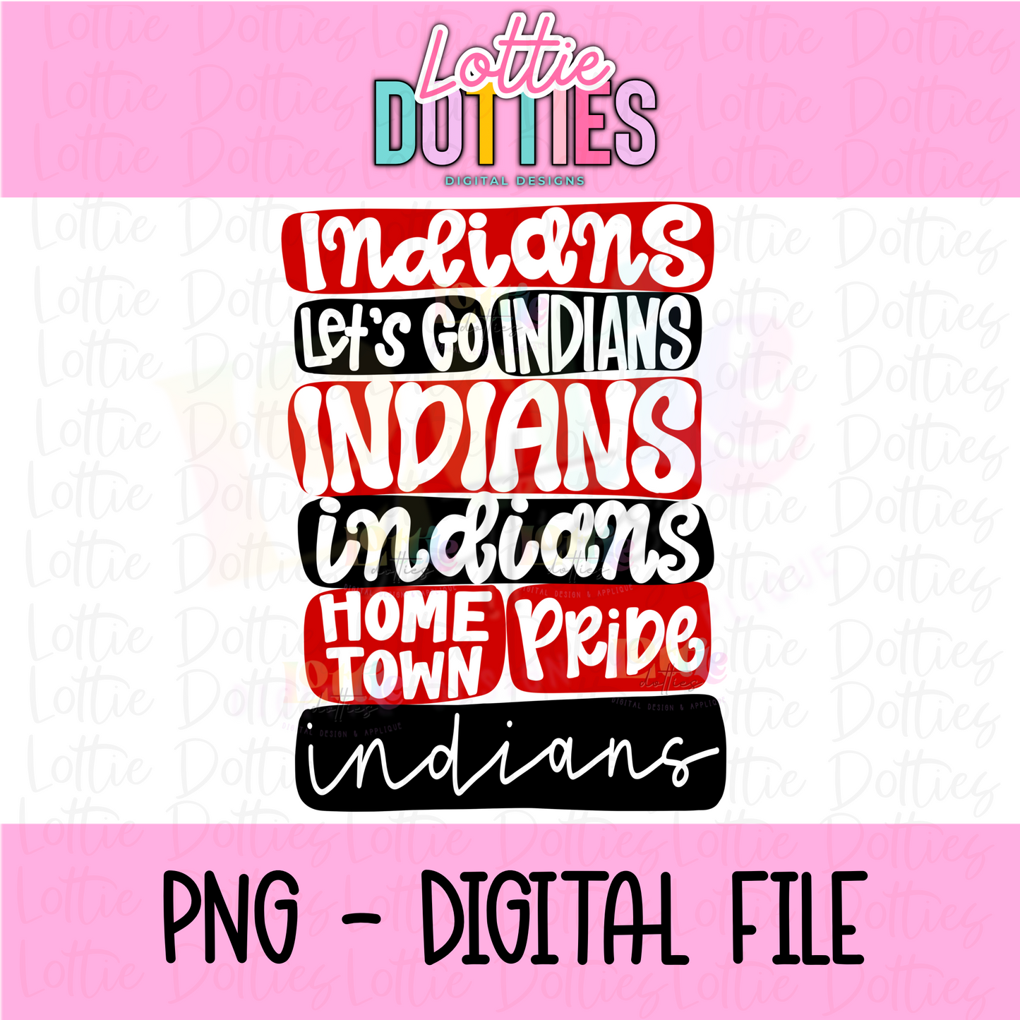 Indians PNG - Indians sublimation design - Digital Download - Red and Black