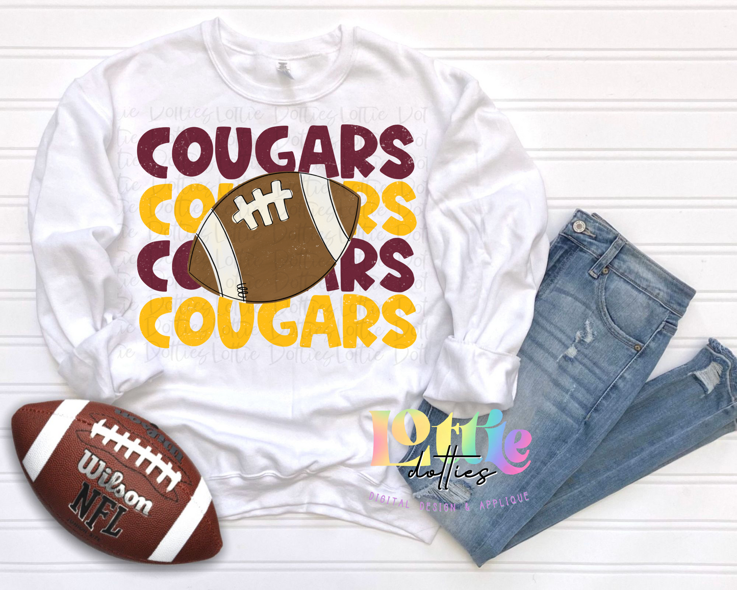 Cougars Stacked Png - Cougars Sublimation - Digital Download