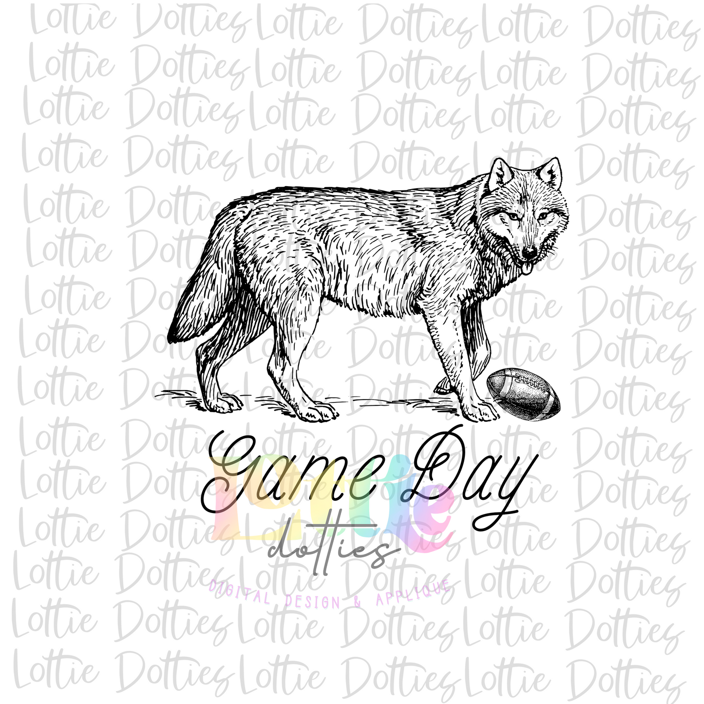 Game Day Wolf - PNG - Game Day - Sublimation - Digital Download