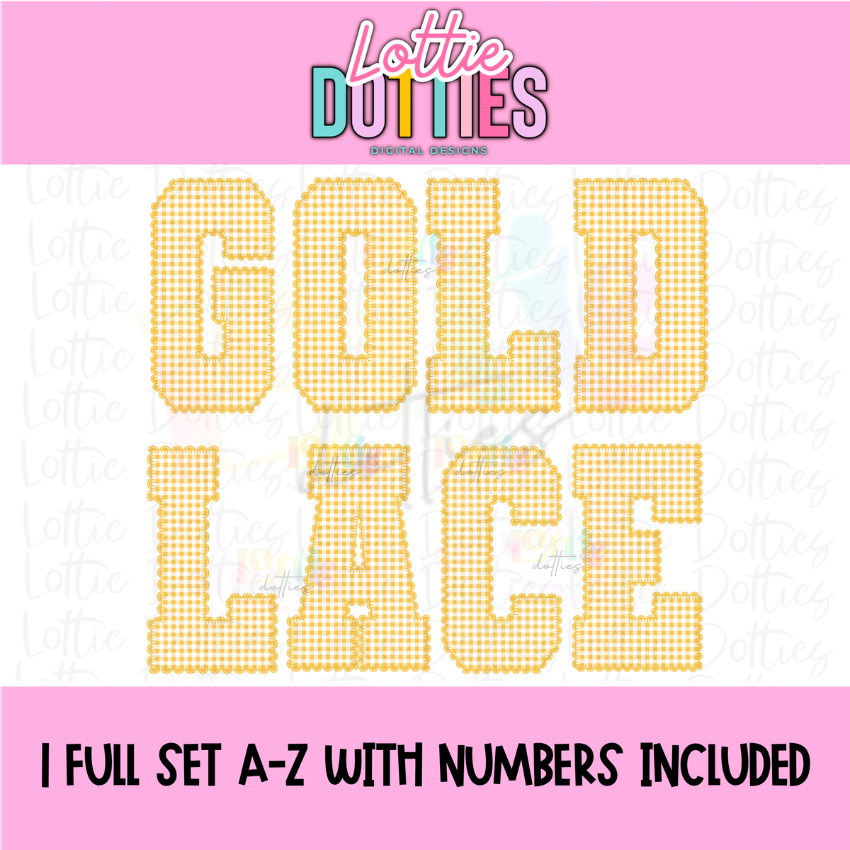 Gold Gingham Lace Spirit Alphabet | Spirit Alpha Pack | Digital Download | PNG