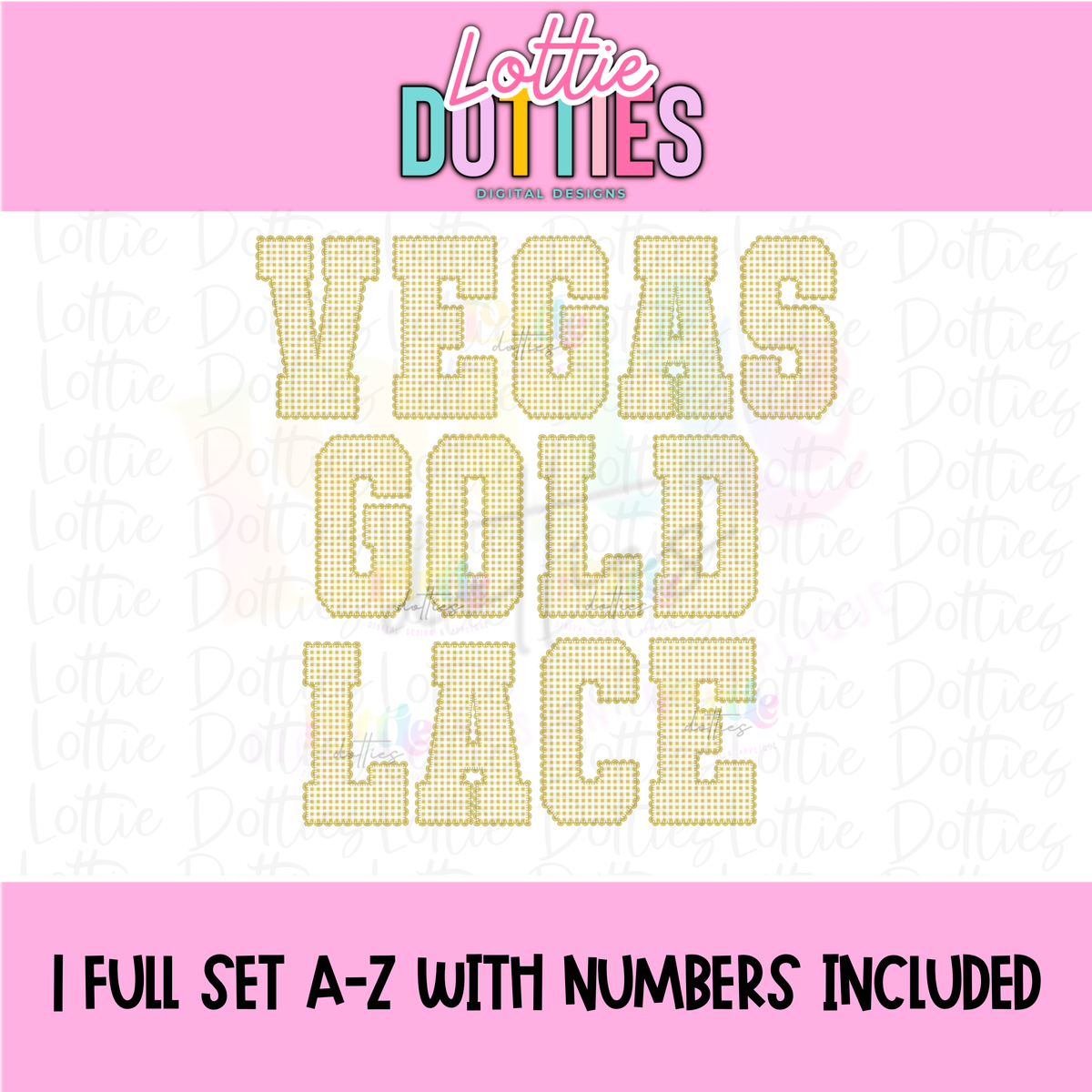 Vegas Gold Gingham Lace Spirit Alphabet | Spirit Alpha Pack | Digital Download | PNG