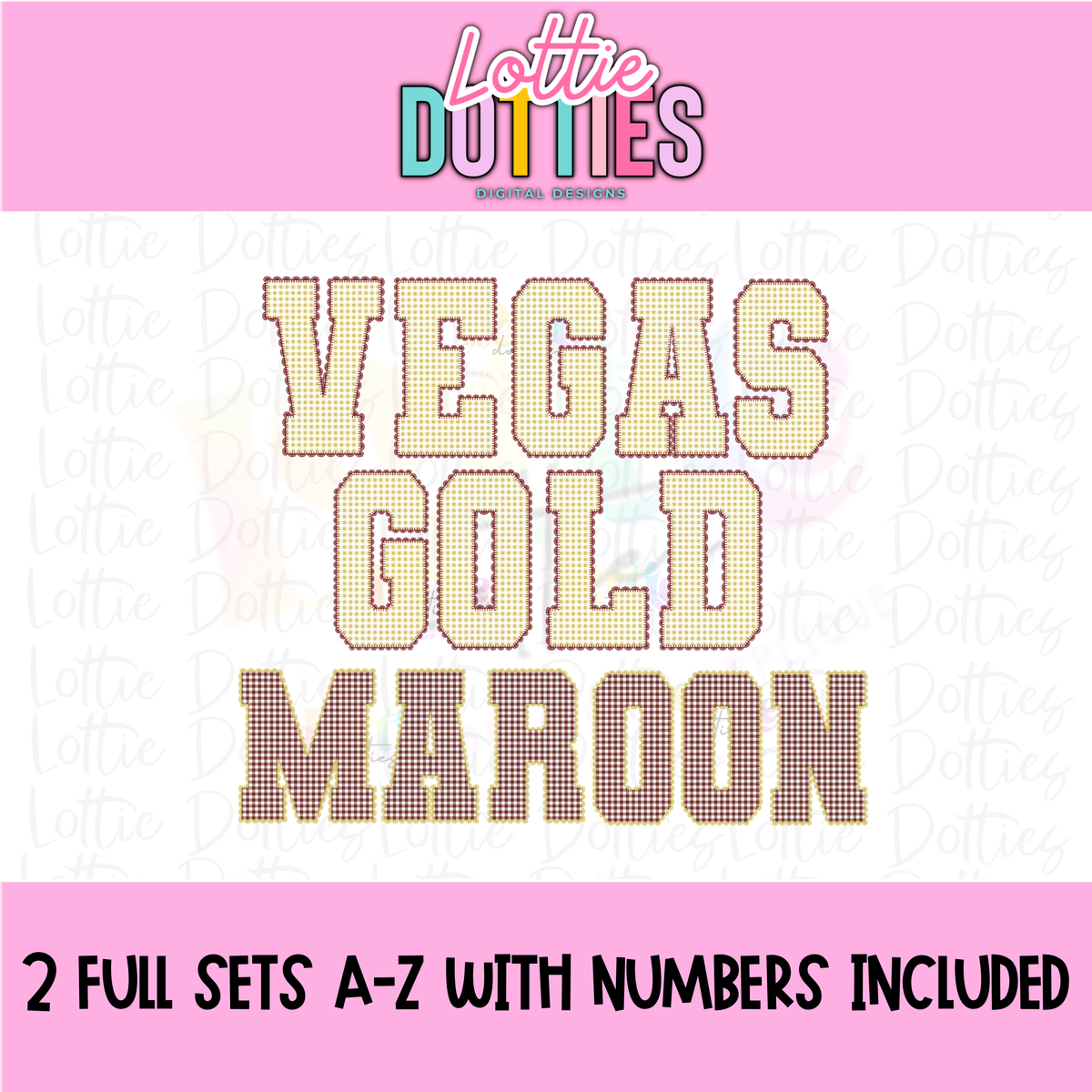 Maroon and Gold Gingham Lace Spirit Alphabet | Spirit Alpha Pack | Digital Download | PNG