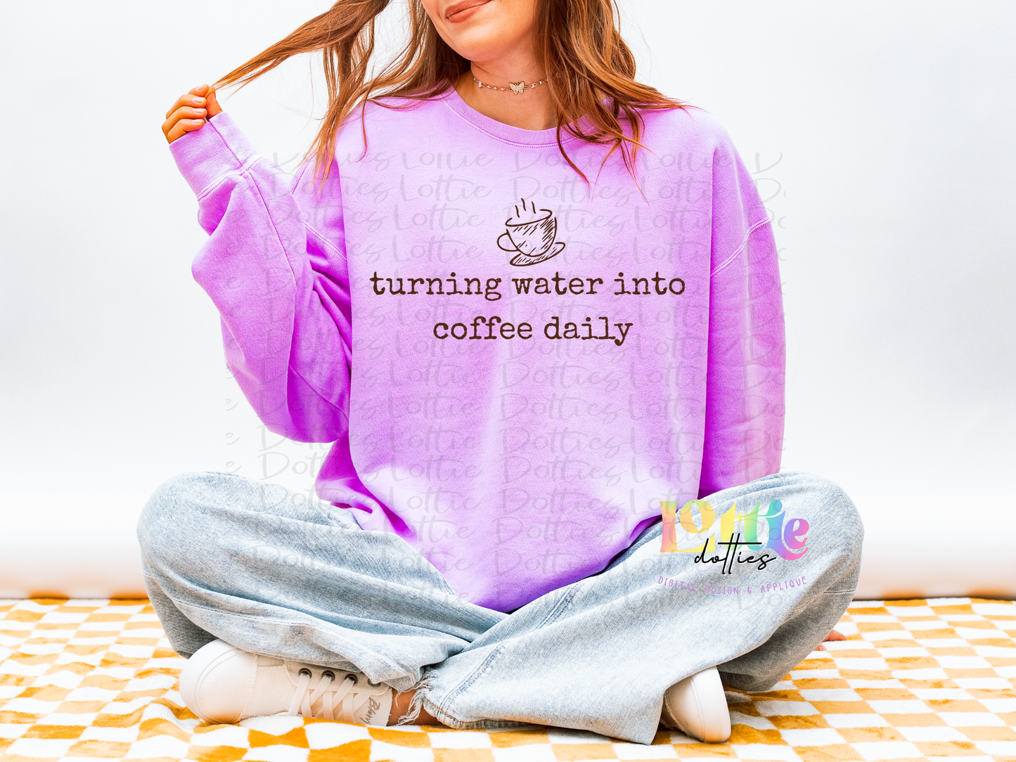 Turning Water Into Coffee Daily PNG | Funny Christian Coffee Quote | Design | Faith + Caffeine Shirt Graphic