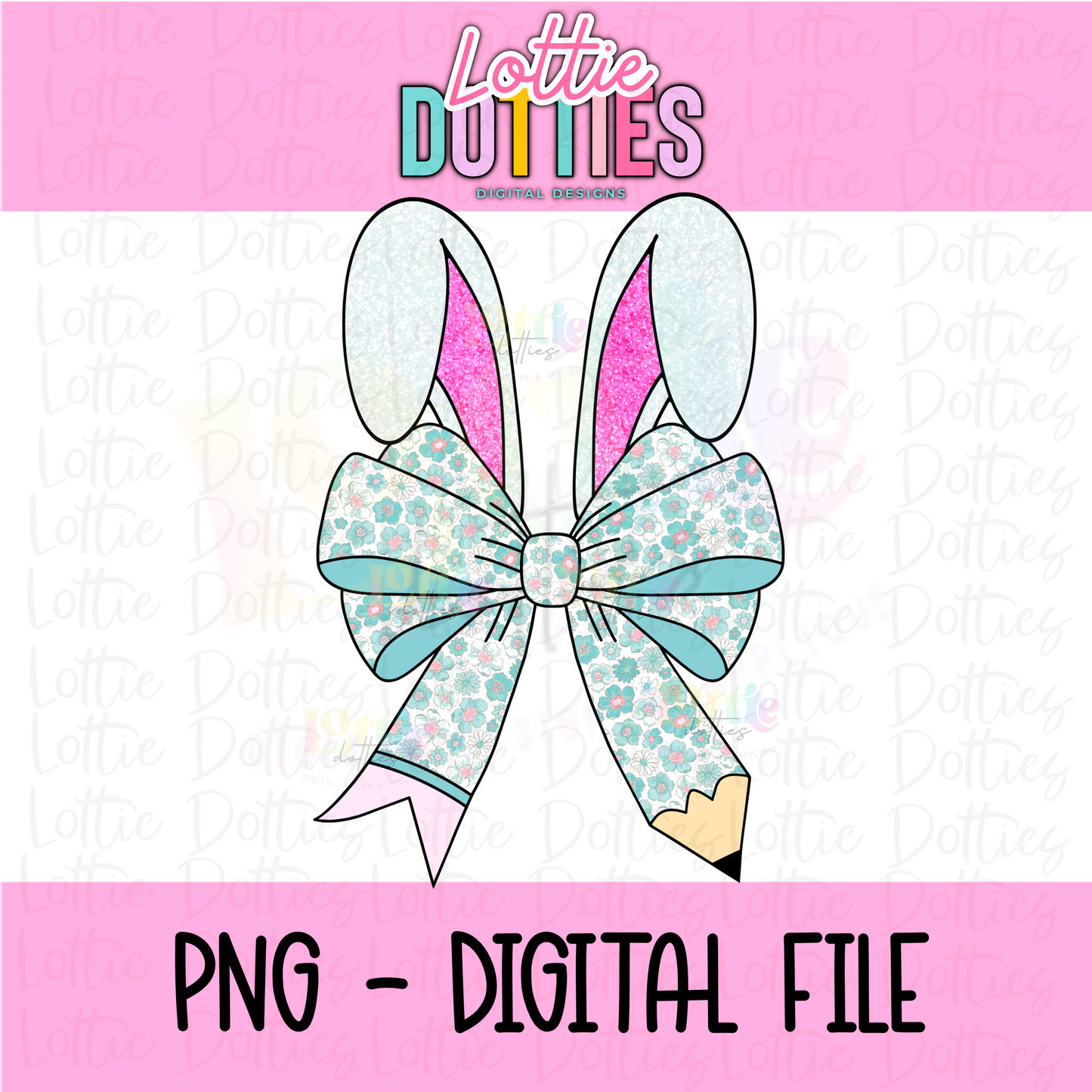 Bunny Bow - Bunny Pencil Bow PNG - Design Sublimation - Digital Download