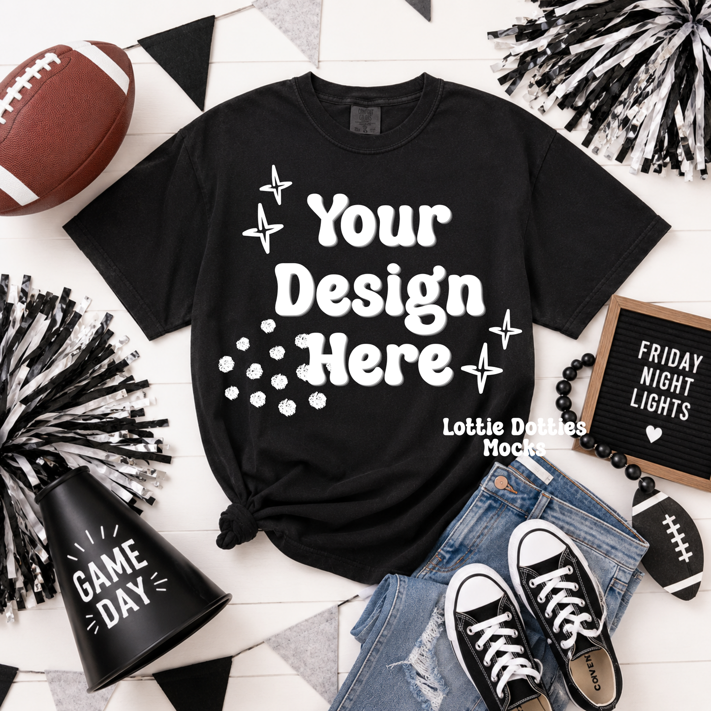 School Spirit Black Comfort Color Shirt Mock Up