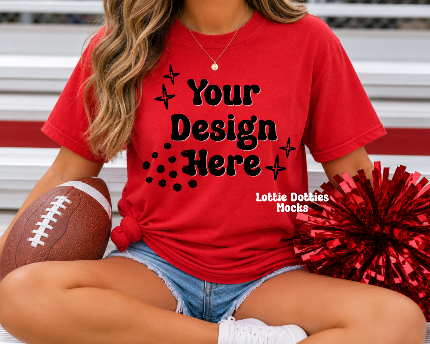 School Spirit Red Comfort Color Shirt Mock Up
