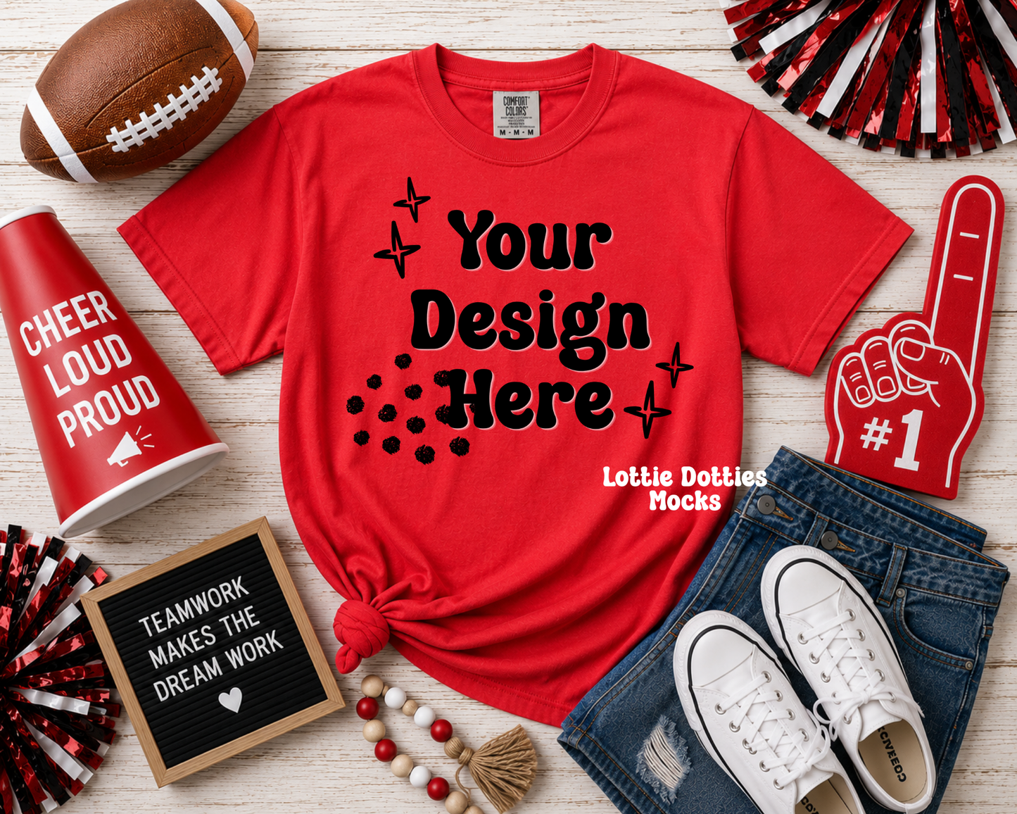School Spirit Red Comfort Color Shirt Mock Up