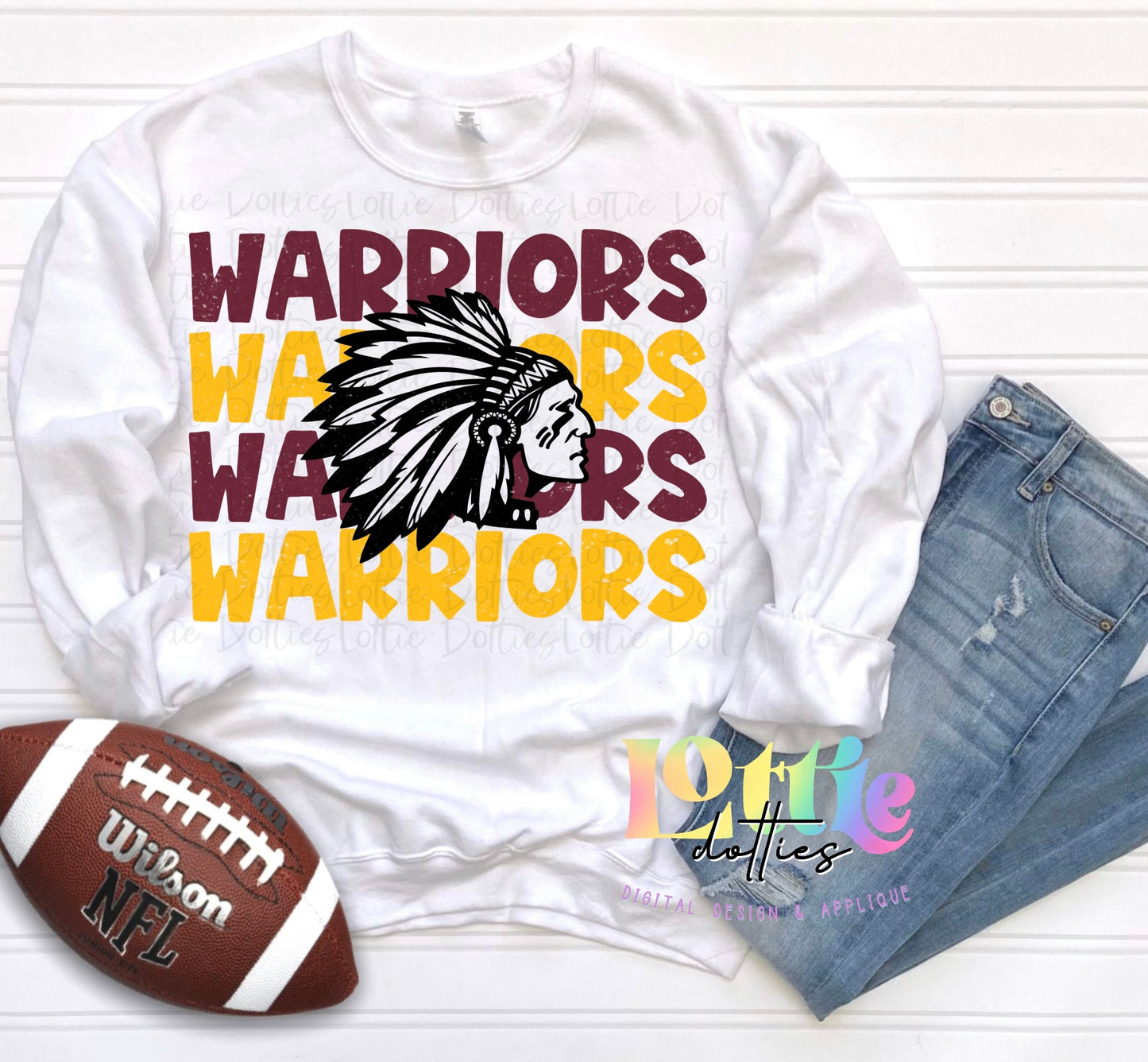 Warrior Png - Mascot Sublimation Design - Digital Download - Maroon and Gold