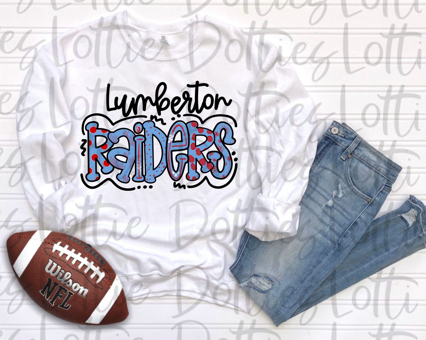Lumberton Raiders - Digital Download - Sublimation Design - Columbia Blue and Red
