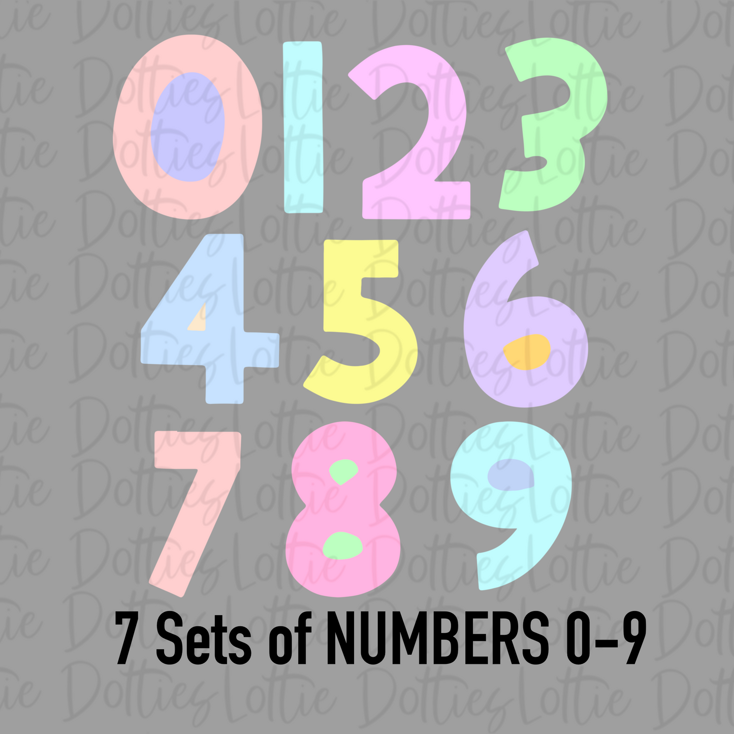 Pastel Filled Number Alpha Png - Pastel number Alpha Pack - Digital Download