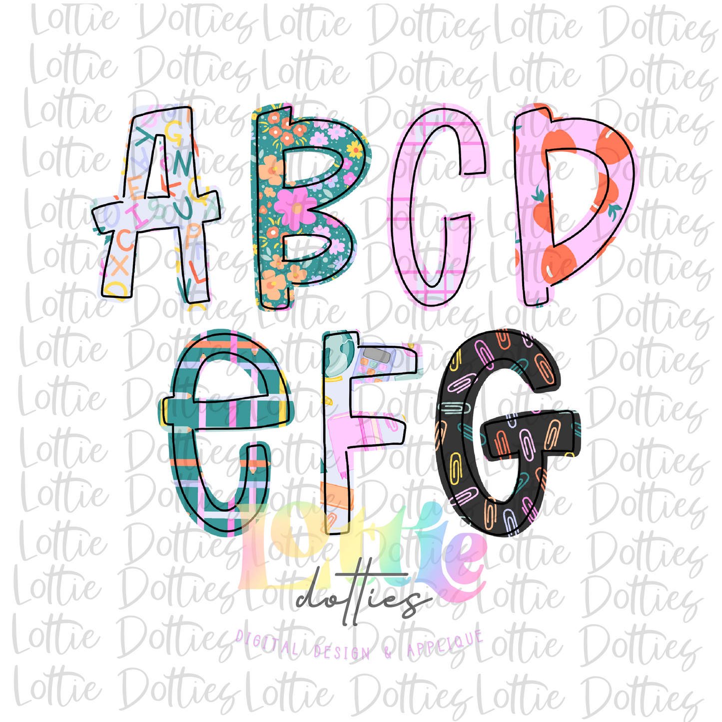 School Days Alpha - Alpha Pack - Alphabet Clipart - Instant Download - Alpha Pack