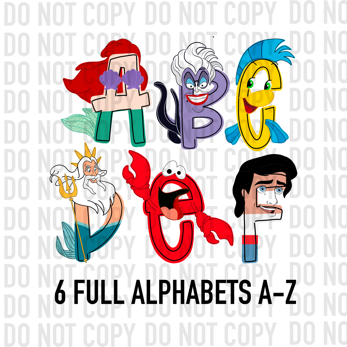 Under the Sea Princess Alphabet - Alpha Pack - Alphabet Clipart - Instant Download - Alpha Pack