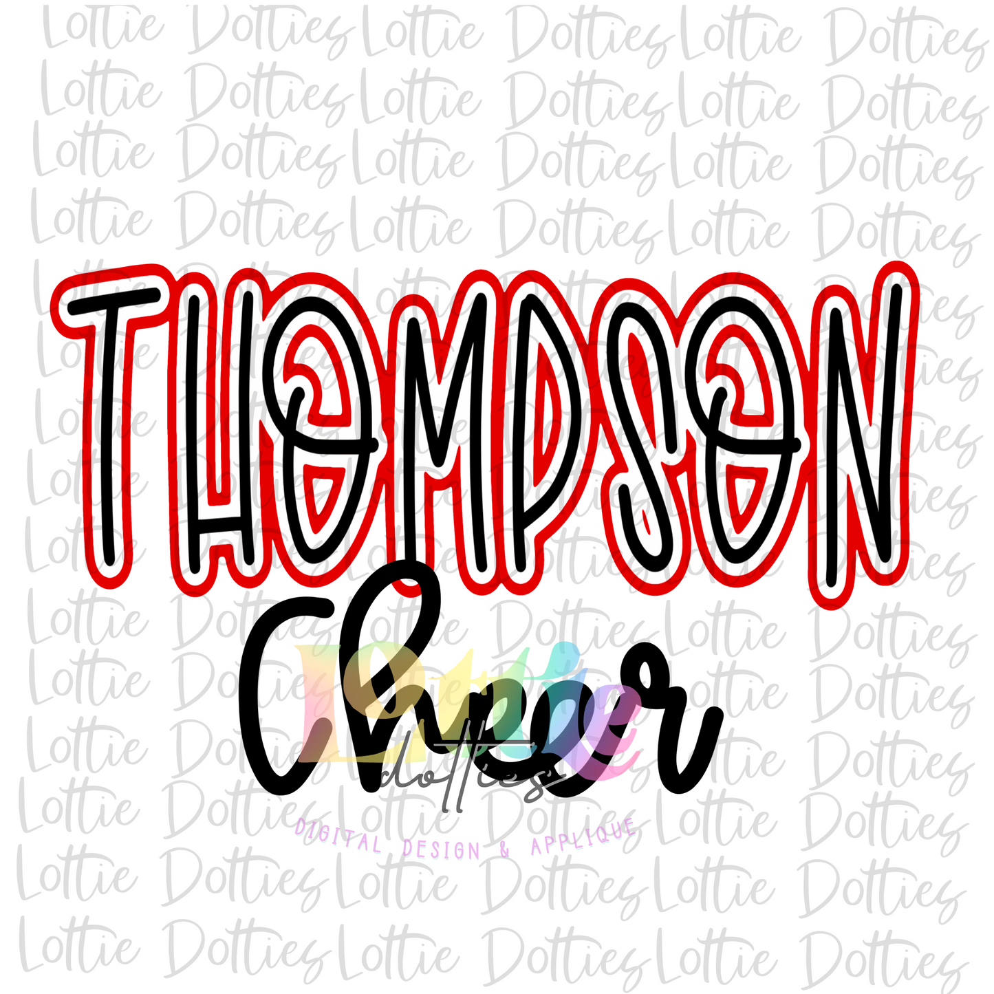 Thompson Cheer Png - Mascot Sublimation Design - Digital Download - Black and Red