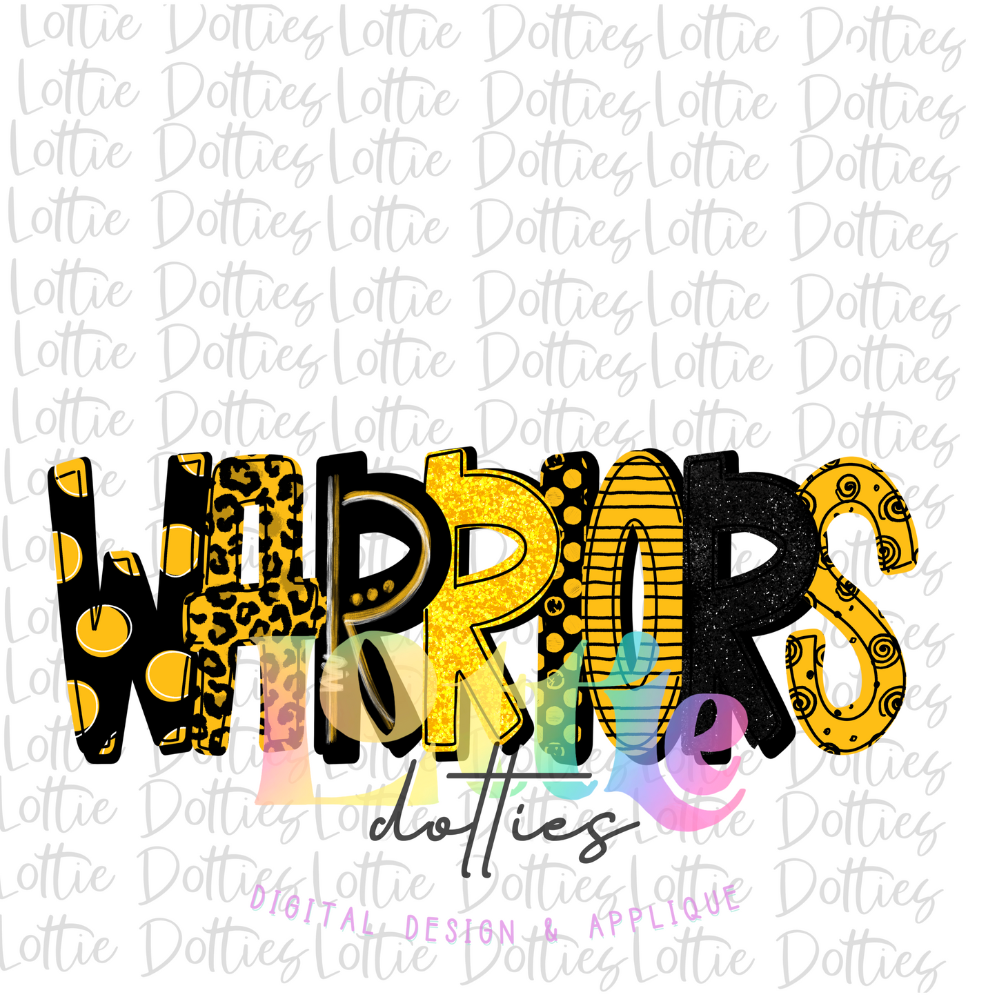 Warriors Png - Mascot Sublimation Design - Digital Download Black and Gold