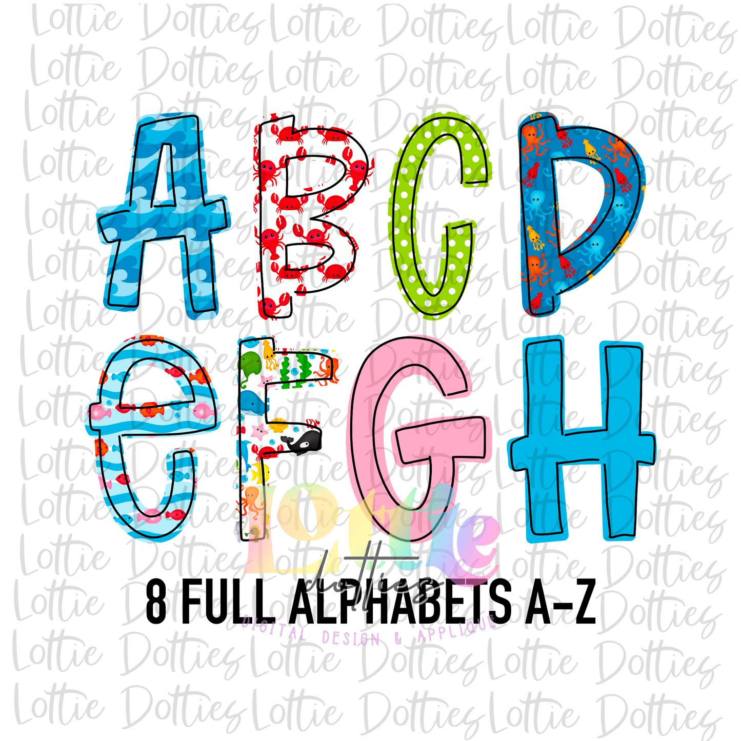 Ocean Life Alpha - Alpha Pack - Alphabet Clipart - Instant Download - Alpha Pack