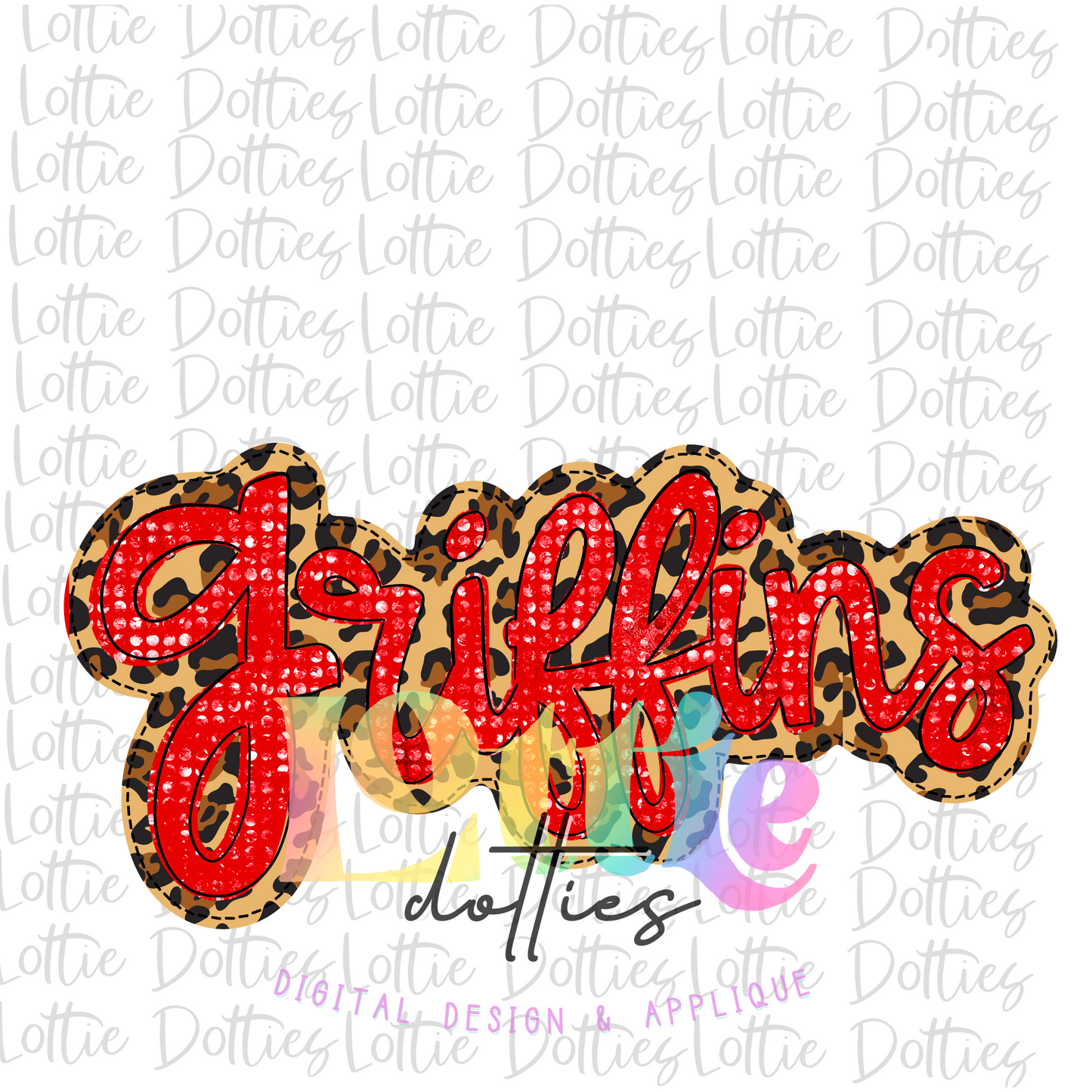 Griffins PNG - Griffins Sublimation - Digital Download - Leopard and Red Rhinestone